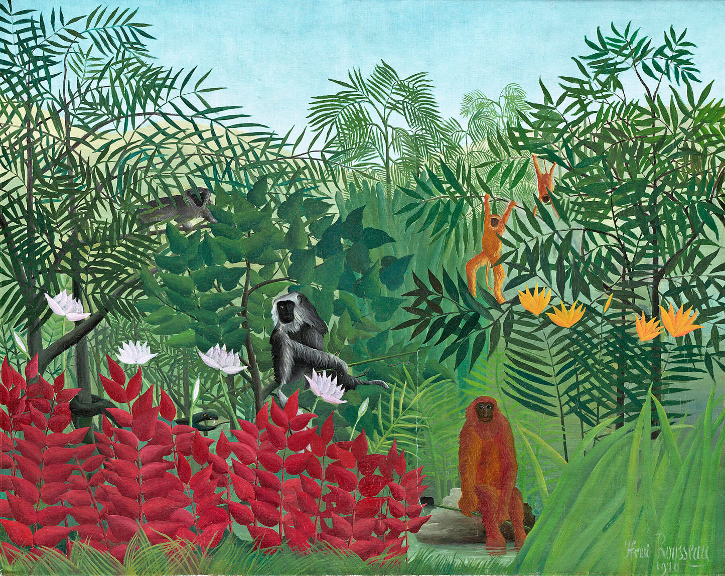 Tropical Forest with Monkeys, 1910 - by Bridgeman Editions