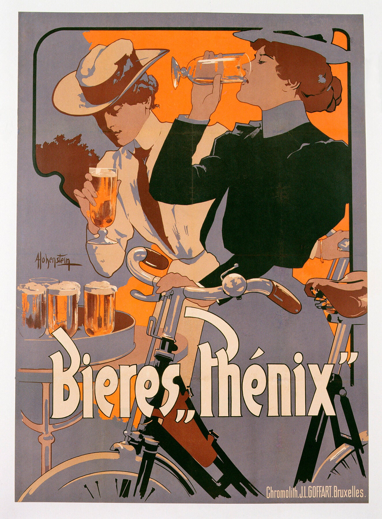 Adolfo Hohenstein, Poster advertising Phenix beer, c1899 -  by  Bridgeman Editions