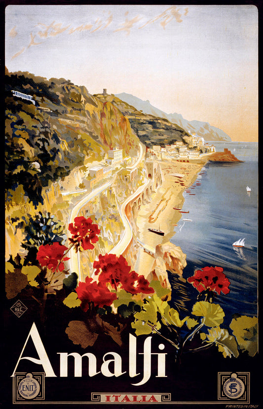 Mario Borgoni, Amalfi Coast Travel Poster, 1910 -  by  Bridgeman Editions