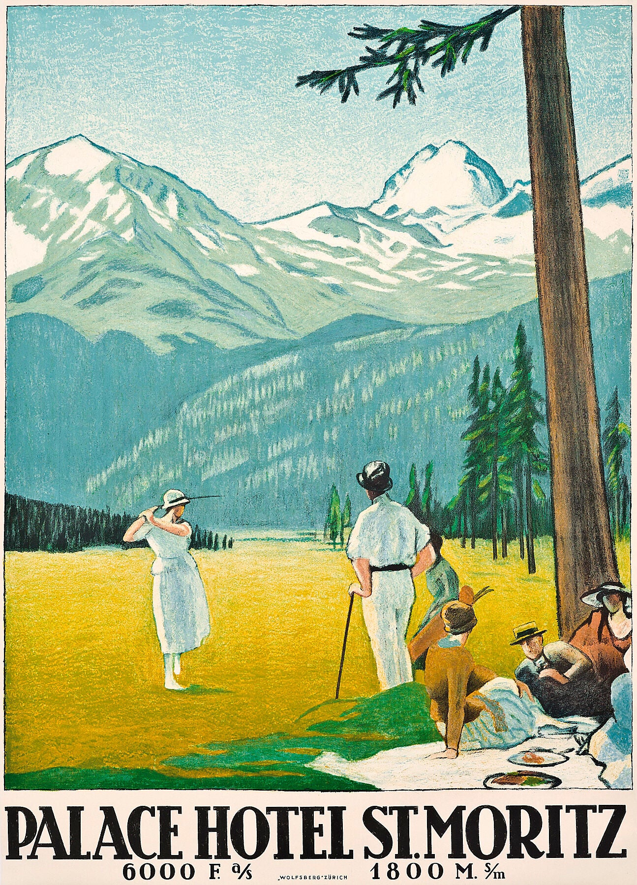 Emil Cardinaux, Poster advertising the Palace Hotel at St Moritz, 1921 - Cardinaux, Emil (1877-1936), Painting, Vintage Posters - Bridgeman Editions by Bridgeman Editions