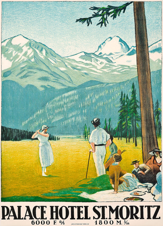 Emil Cardinaux, Poster advertising the Palace Hotel at St Moritz, 1921 - Cardinaux, Emil (1877-1936), Painting, Vintage Posters - Bridgeman Editions by  Bridgeman Editions