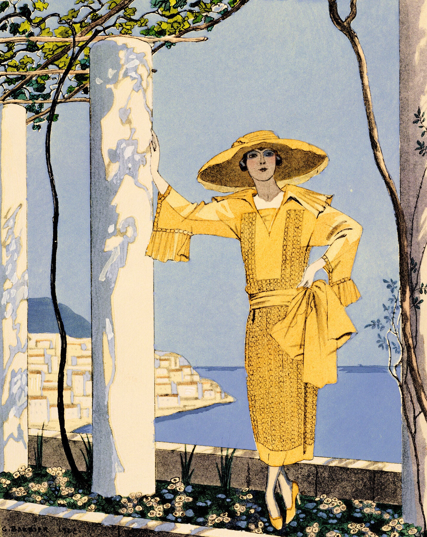 Georges Barbier, Amalfi, 1922 - Barbier, Fashion Illustration - Bridgeman Editions, Georges (1882-1932), Painting by Bridgeman Editions