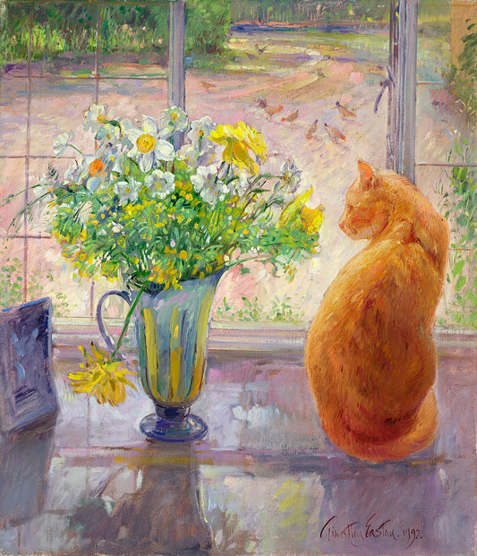 Timothy Easton, Striped Jug with Spring Flowers, 1992 -  by  Bridgeman Editions