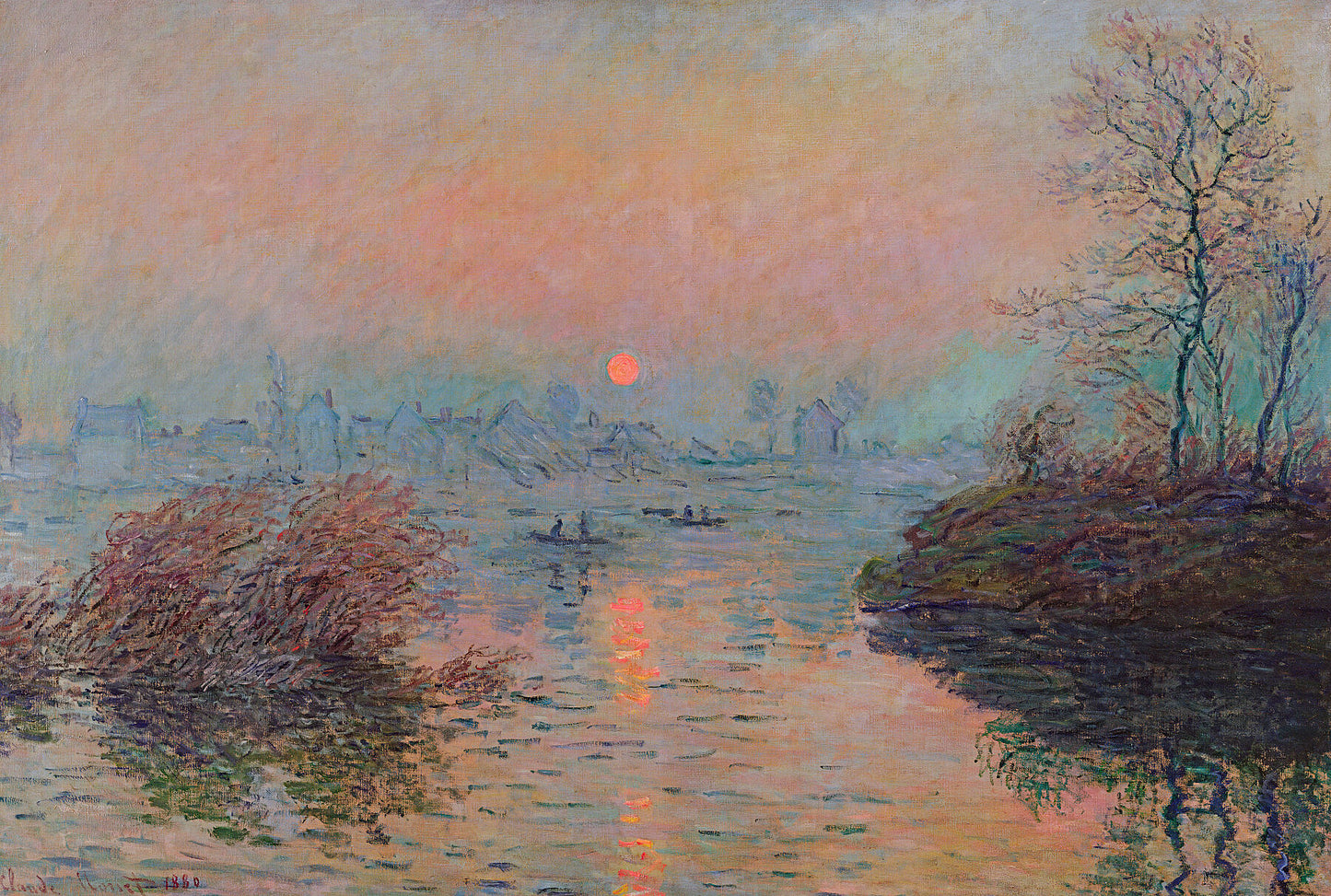 Sun Setting over the Seine at Lavacourt Winter Effect, 1880 - by Bridgeman Editions