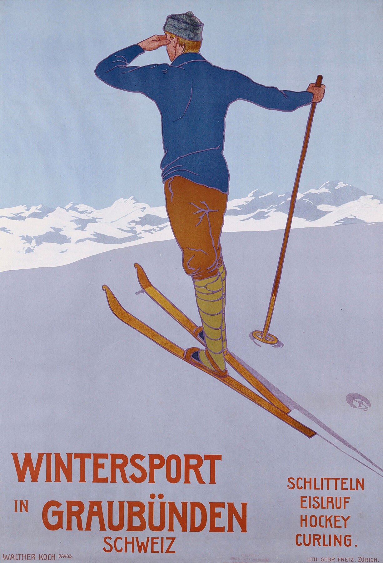 Walter Koch, Wintersport in Graubunden, 1906 - by Bridgeman Editions