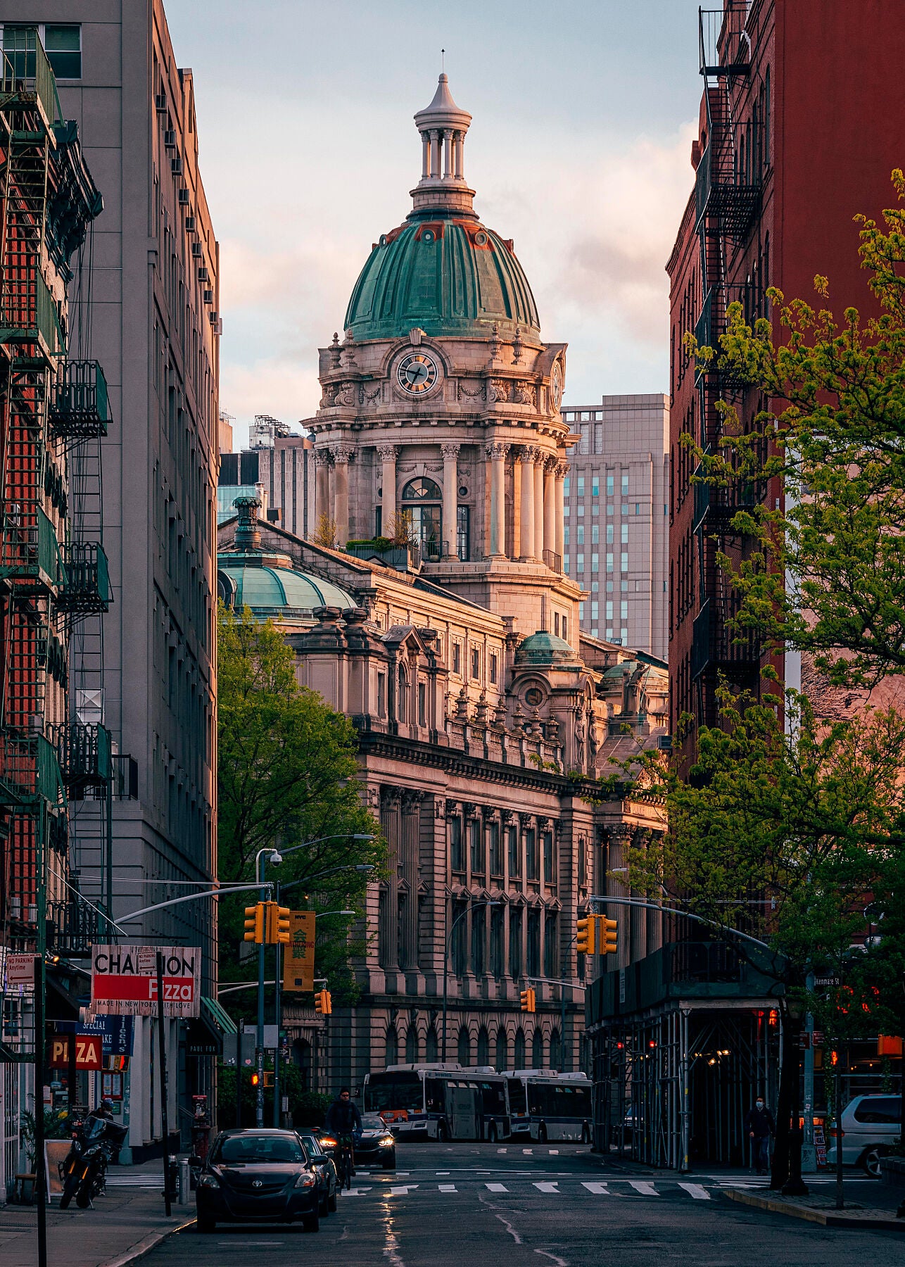 Historic architectural details of the Police Building in Nolita Manhattan New York City USA - by Bridgeman Editions