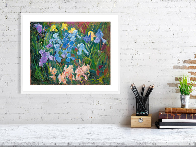 Timothy Easton, Irises Pink Blue and Gold, 1993 -  by  Bridgeman Editions