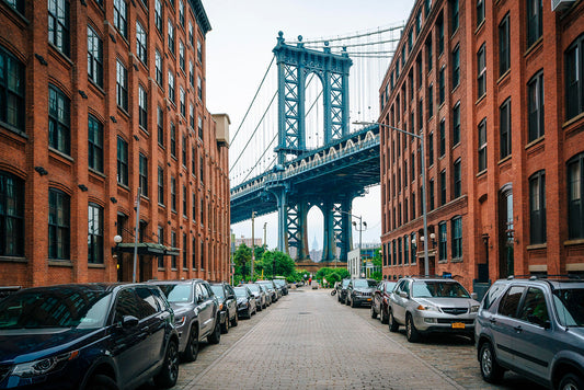 Washington Street and the Manhattan Bridge in DUMBO Brooklyn New York City USA -  by  Bridgeman Editions