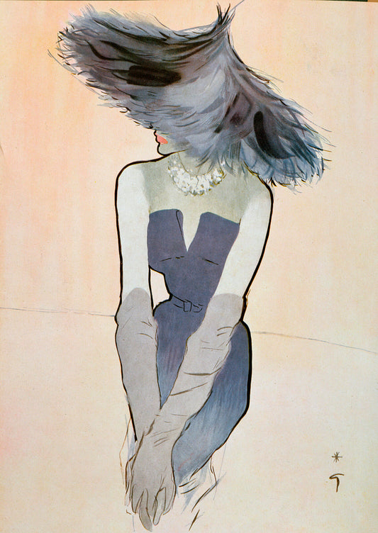 Christian Dior fashion illustration from Femina IV 1949 - Fashion Illustration - Bridgeman Editions, Gruau, Painting, Rene (1909-2004) by  Bridgeman Editions