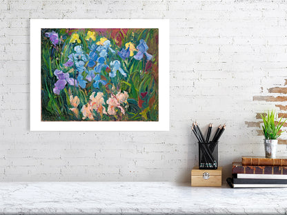 Timothy Easton, Irises Pink Blue and Gold, 1993 -  by  Bridgeman Editions