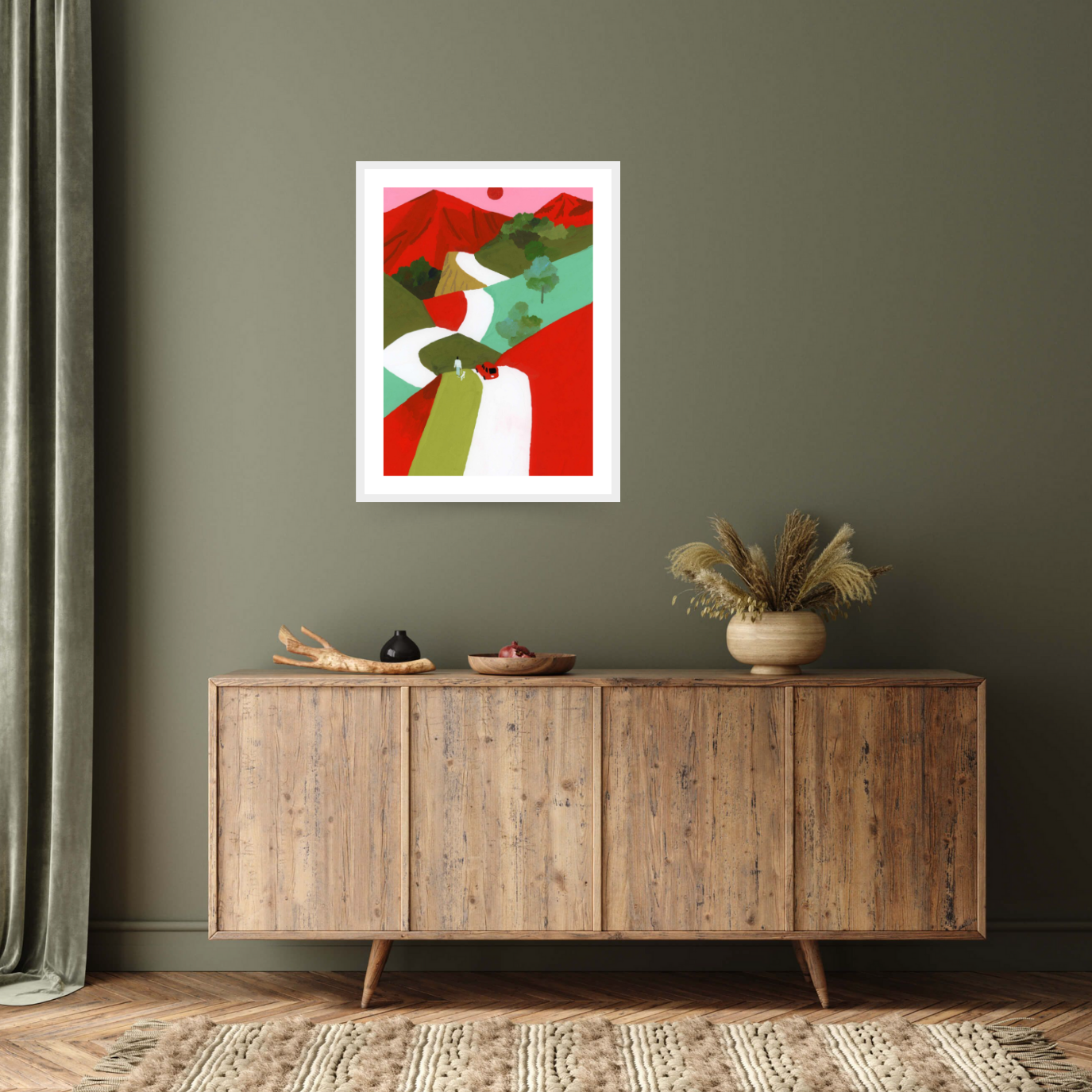Red mountain path, 2017 - Contemporary, Hiroyuki, Izutsu, Painting by  Bridgeman Editions