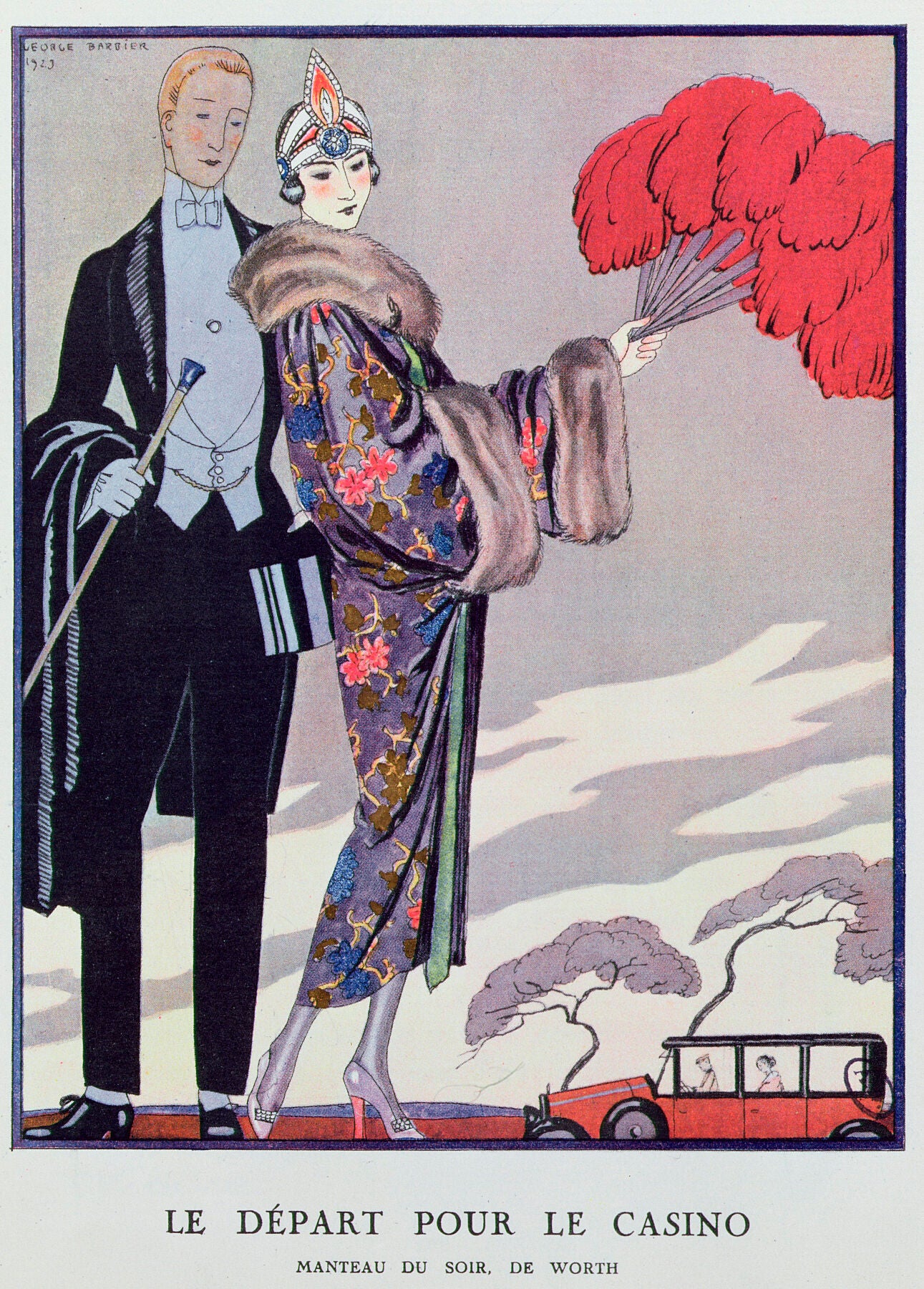 Leaving for the Casino illustration for La Gazette du Bon Ton 1923 - Barbier, Fashion Illustration - Bridgeman Editions, Georges (1882-1932), Painting by  Bridgeman Editions