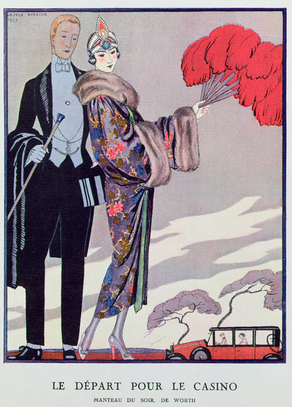 Leaving for the Casino illustration for La Gazette du Bon Ton 1923 - Barbier, Fashion Illustration - Bridgeman Editions, Georges (1882-1932), Painting by  Bridgeman Editions