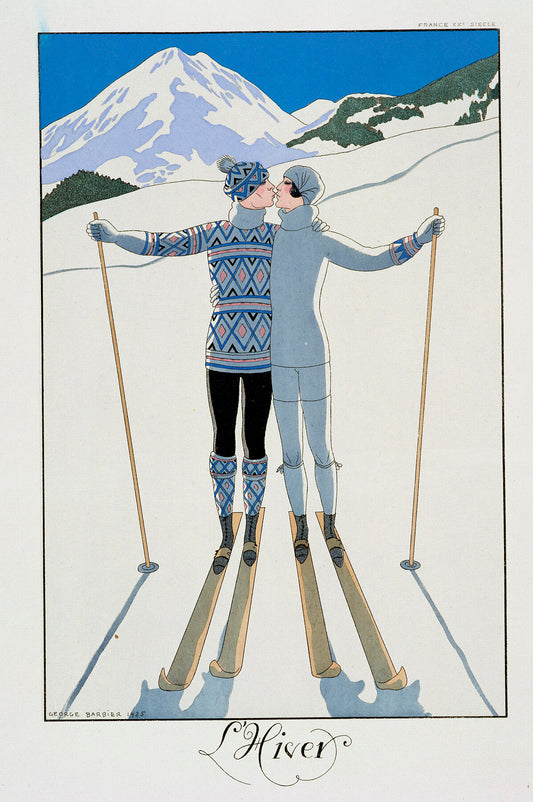 Winter_ Lovers in the Snow 1925 - Barbier, Fashion Illustration - Bridgeman Editions, Georges (1882-1932), Painting by  Bridgeman Editions
