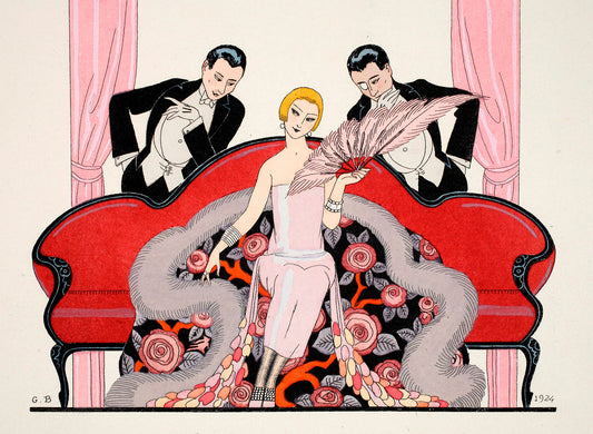 Detail of the front cover of Falbalas & Fanfreluches Almanach des Modes Présentes Passées et Futures 1925 - Barbier, Fashion Illustration - Bridgeman Editions, Georges (1882-1932), Painting by  Bridgeman Editions