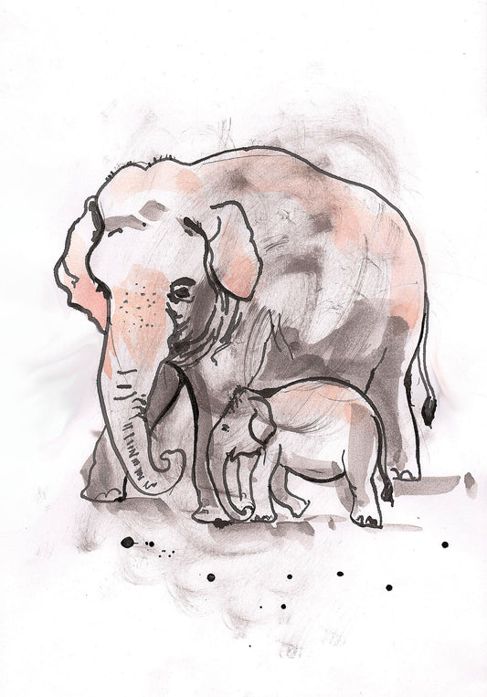 Elephant and Calf, 2014 -  by  Bridgeman Editions